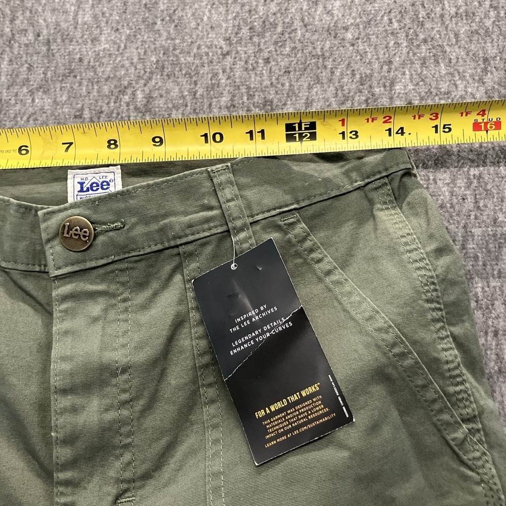 VTG Lee Womens Straight Leg Workwear Cargo Pants Army Green Carpenter Size 6 Y2K - Picture 7 of 11